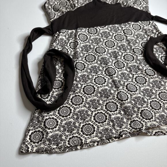 LMC Y2K Halter Mini Dress Brown White Print Tie Back Fairycore S Retro Indie - Picture 5 of 10